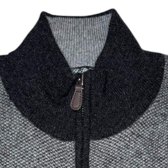 Saks Fifth Avenue Men’s Cashmere Quarter Zip Sweater Charcoal Size M - Picture 4 of 12